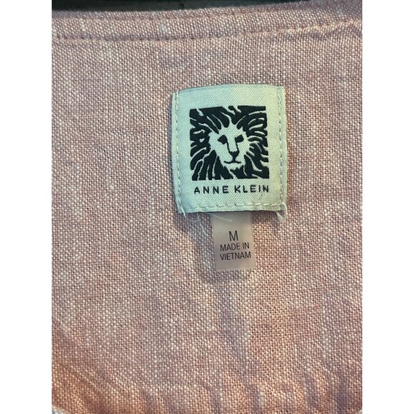 Anne Klein Pink Zip-Front Top W/ Roll-Up Sleeves & Gold Button Detail Womens Siz - Picture 7 of 8